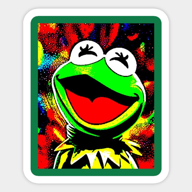 Kermit the Frog Psychedelic Sticker by W And F Kreations